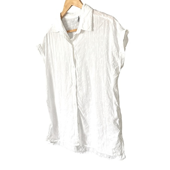 OLD NAVY, Embroidered Flowers & Dots Lightweight White Cotton/Rayon Blend Top, M - Picture 4 of 9